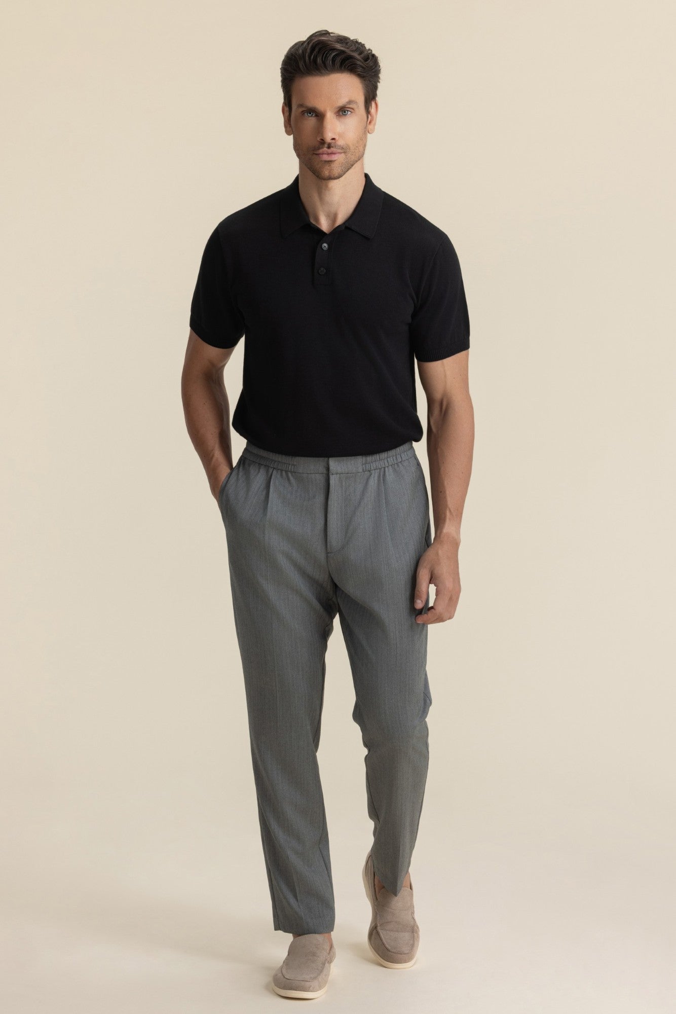 ITALIAN LIGHTWEIGHT WOOL TROUSERS LIGHT GREY – PRIME MEN STUDIO
