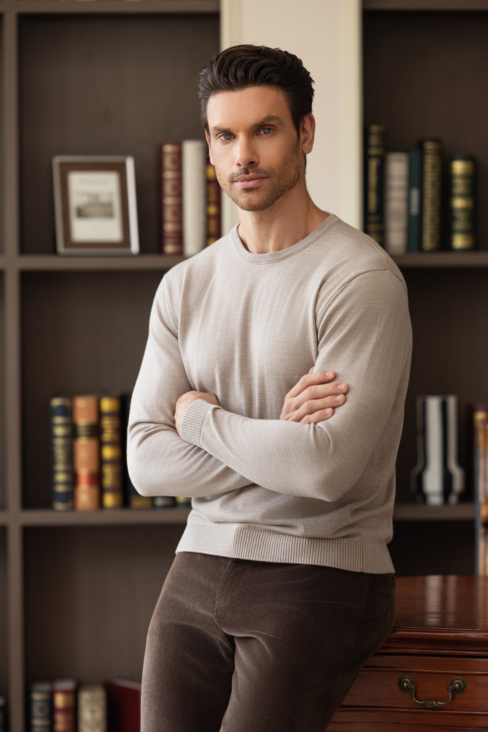MERINO CREW KNIT BEIGE