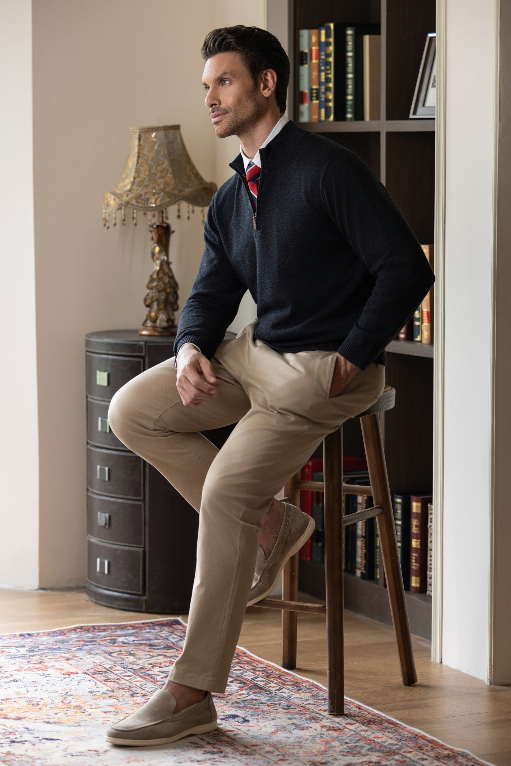 QUARTER ZIP KNIT BLACK