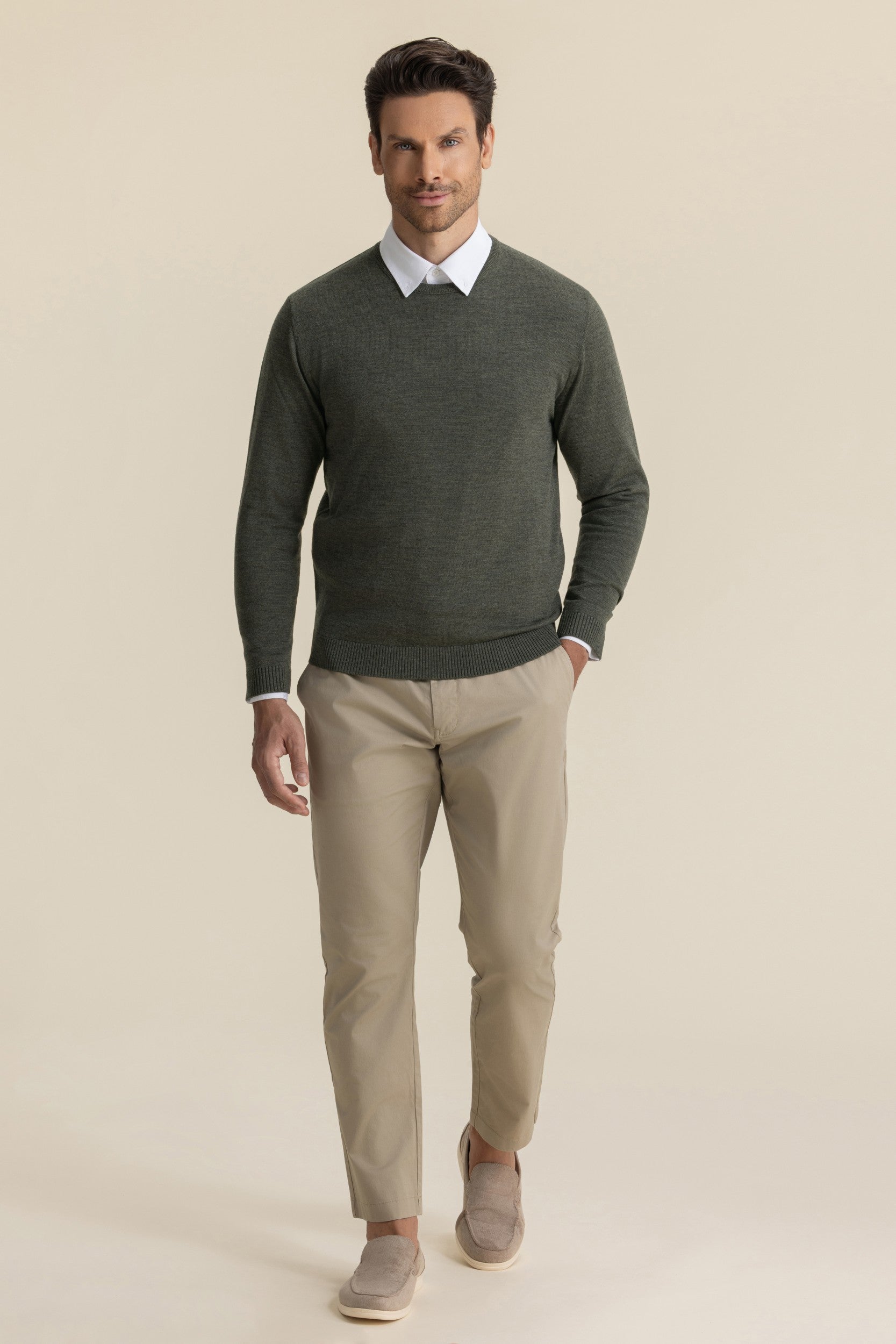 MERINO CREW KNIT OLIVE