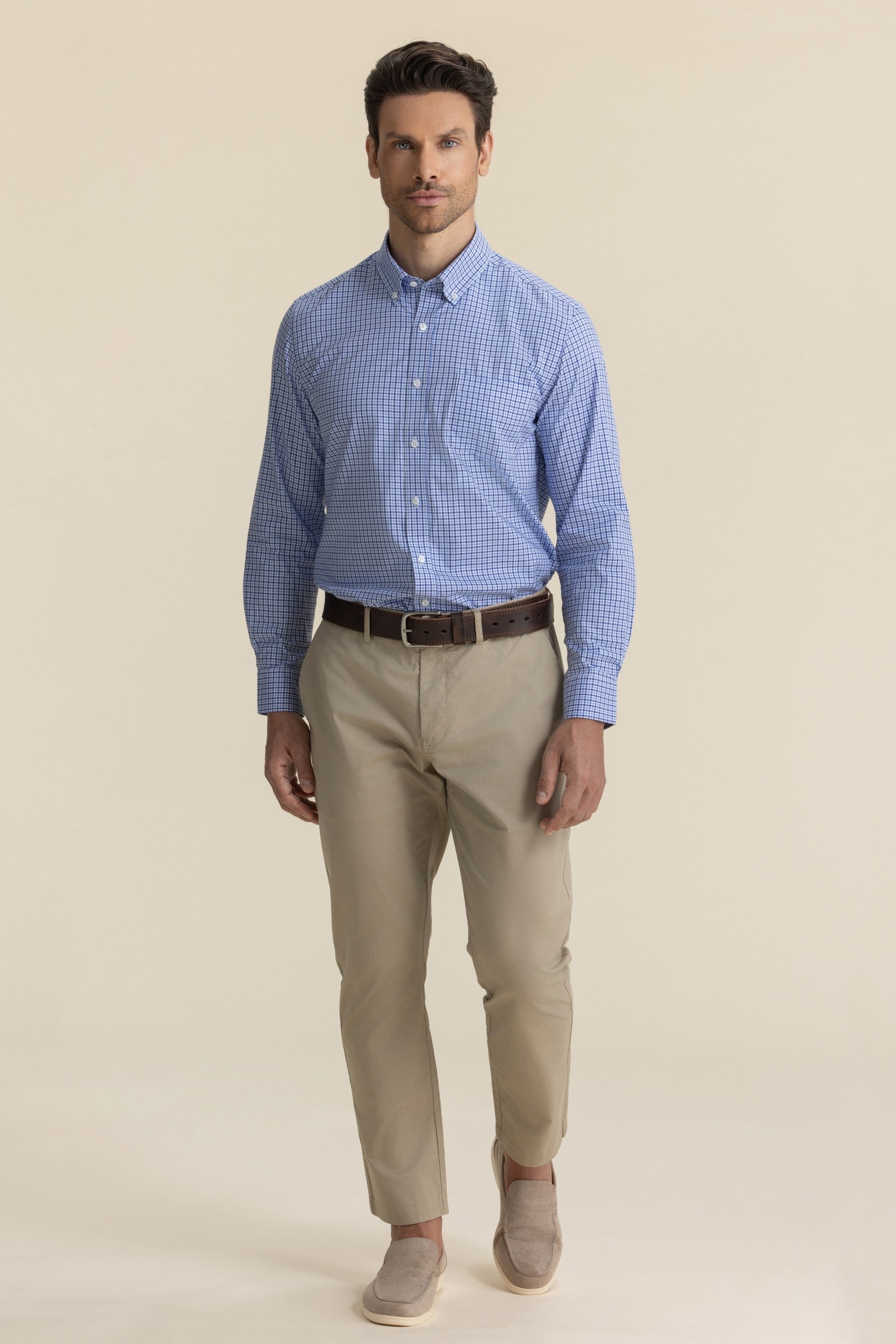 COTTON CHECK SHIRTS BLUE/WHITE CHECK