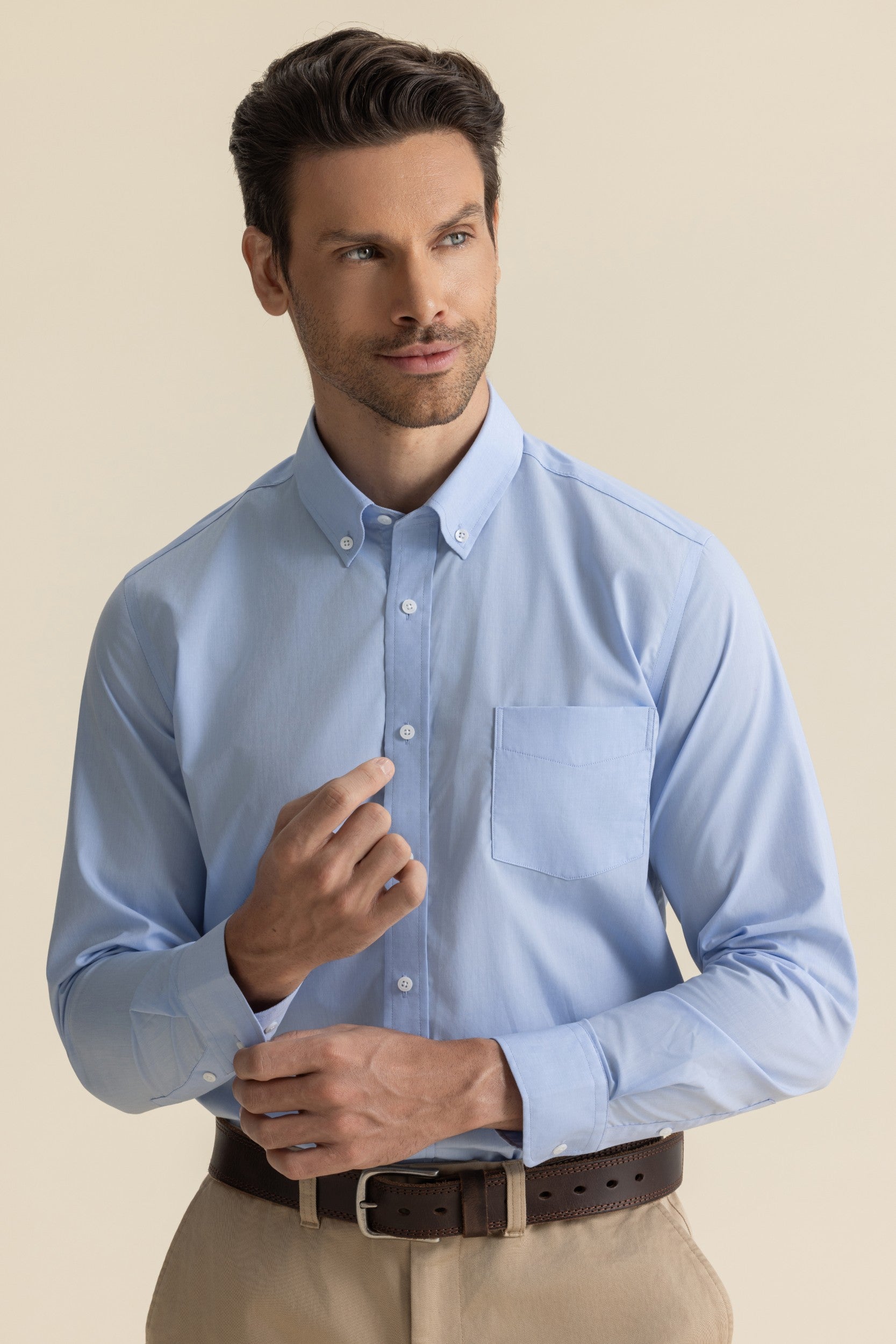 STRETCH POPLIN SHIRTS BLUE