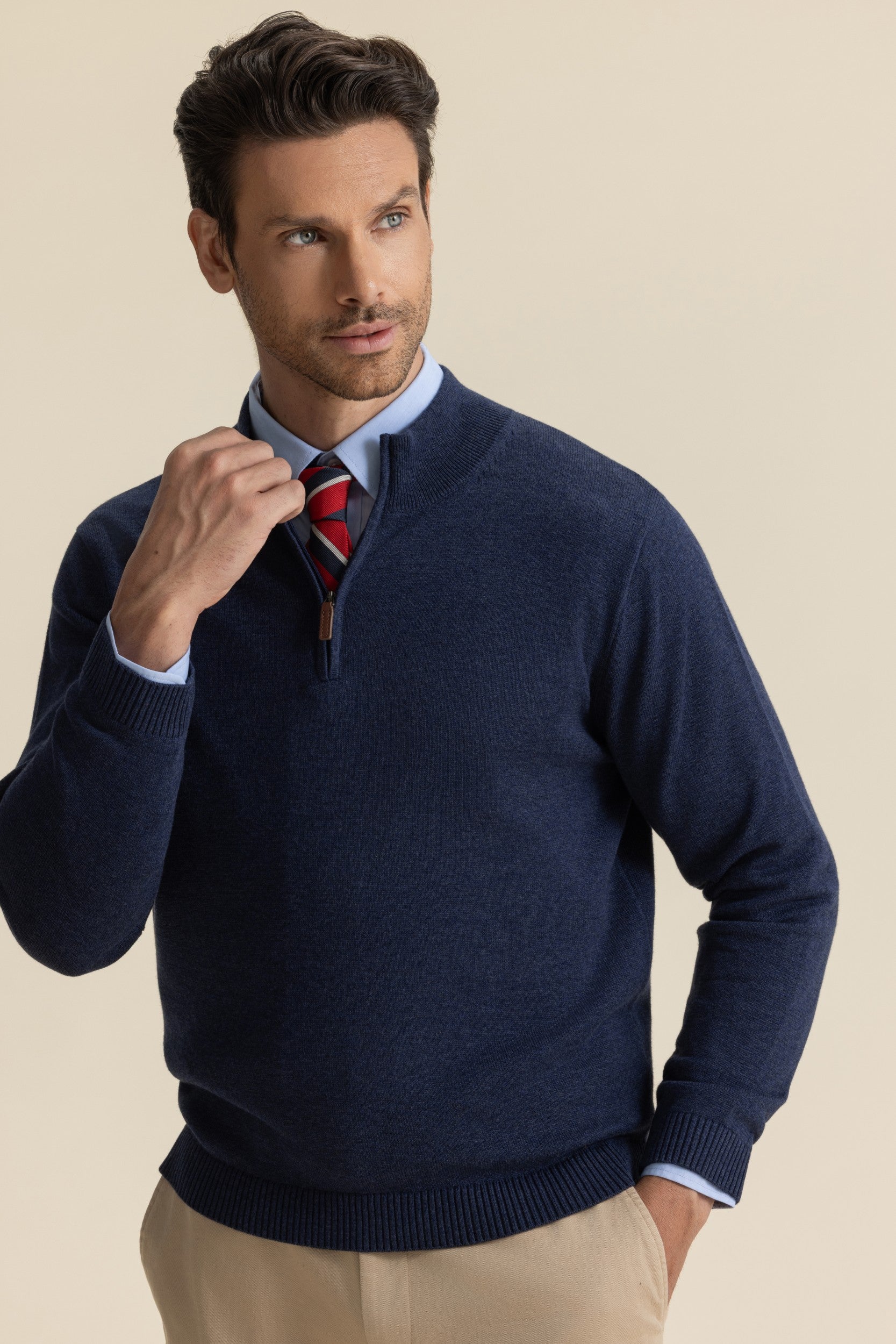 QUARTER ZIP KNIT NAVY