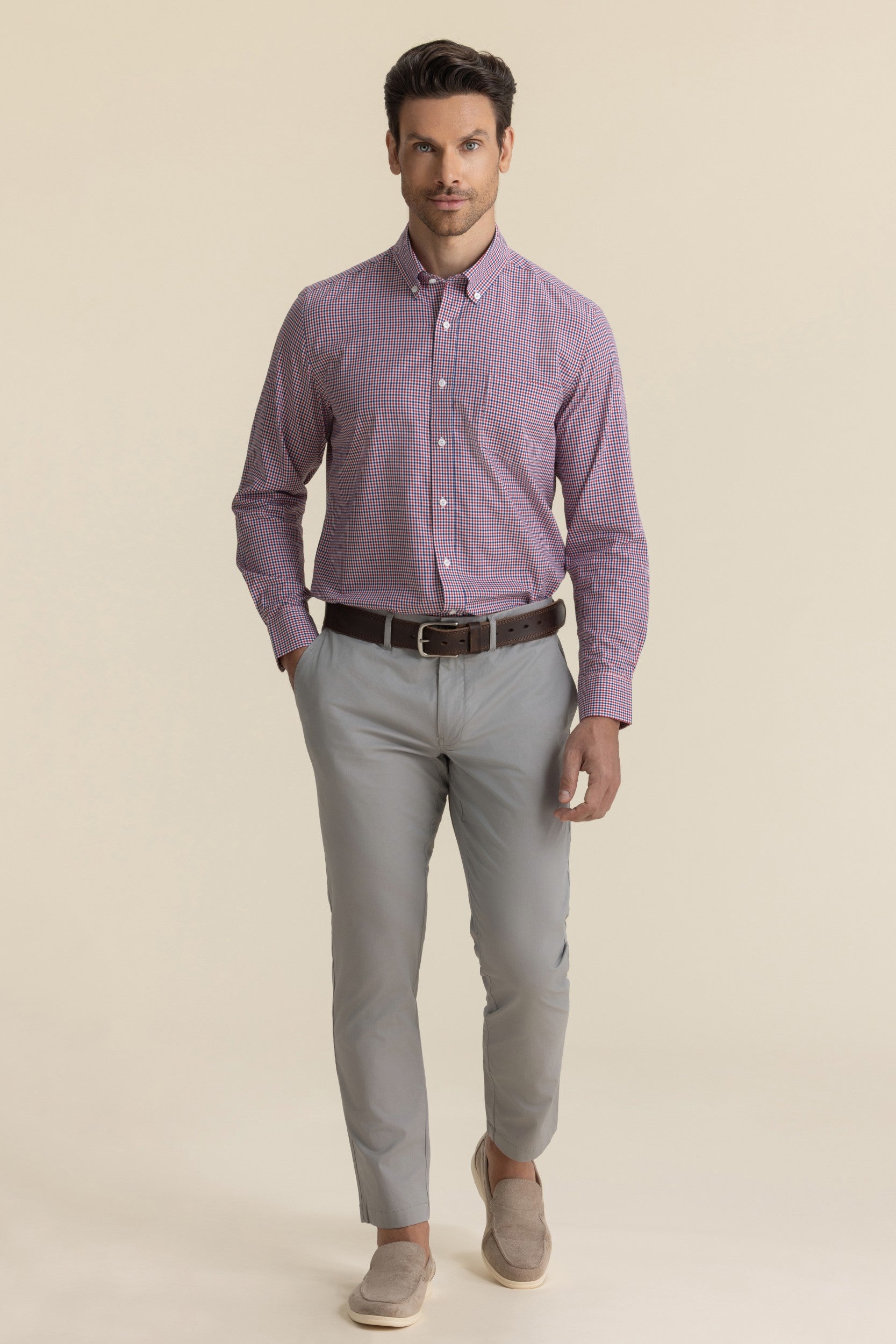 COTTON CHECK SHIRTS RED BLUE