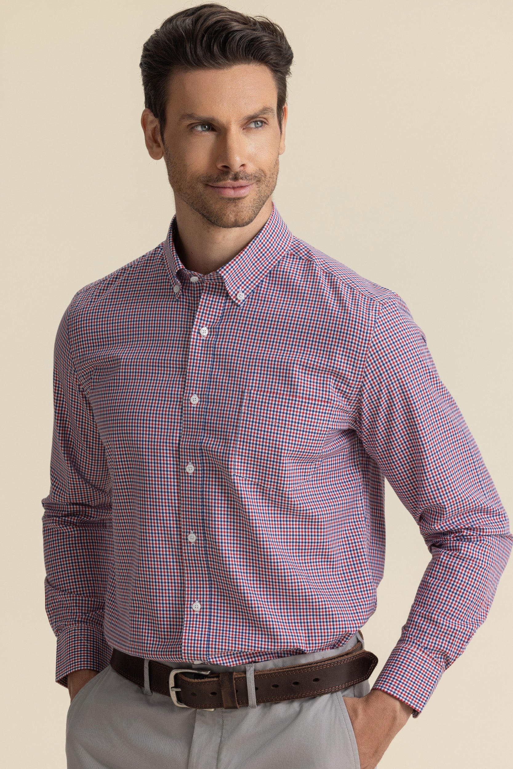 COTTON CHECK SHIRTS RED BLUE