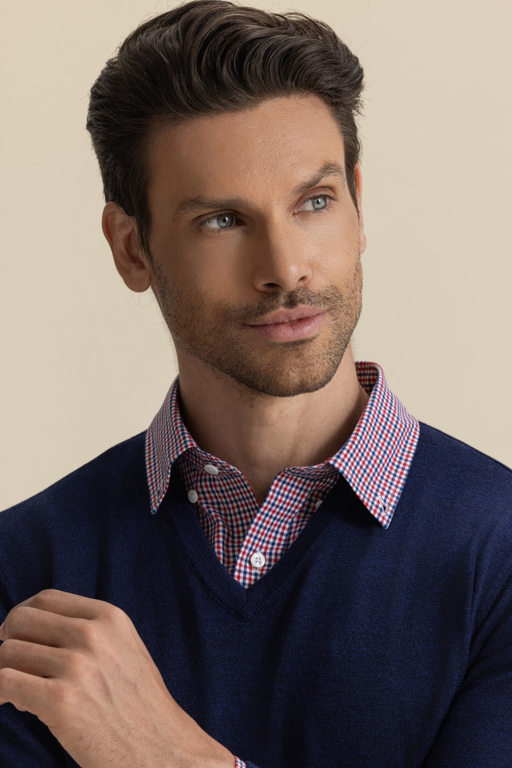MERINO V NECK KNIT NAVY