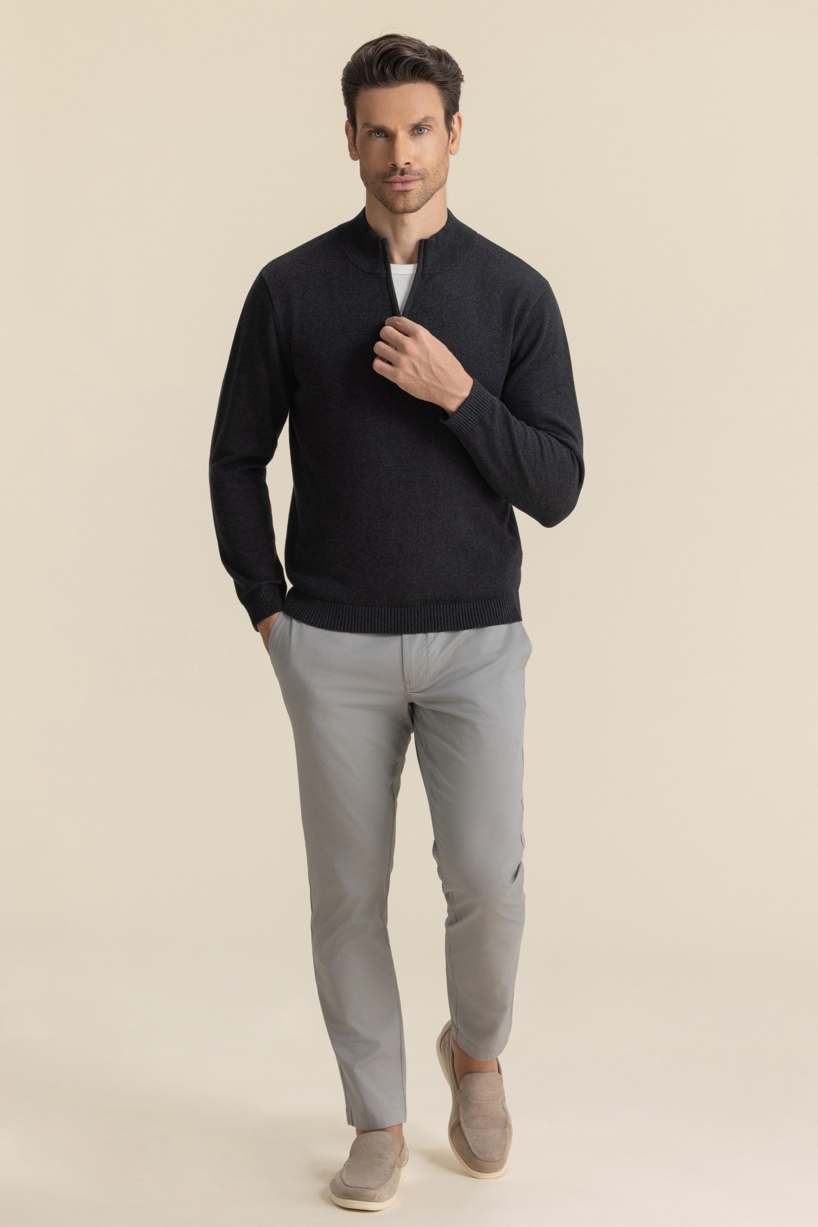 QUARTER ZIP KNIT BLACK