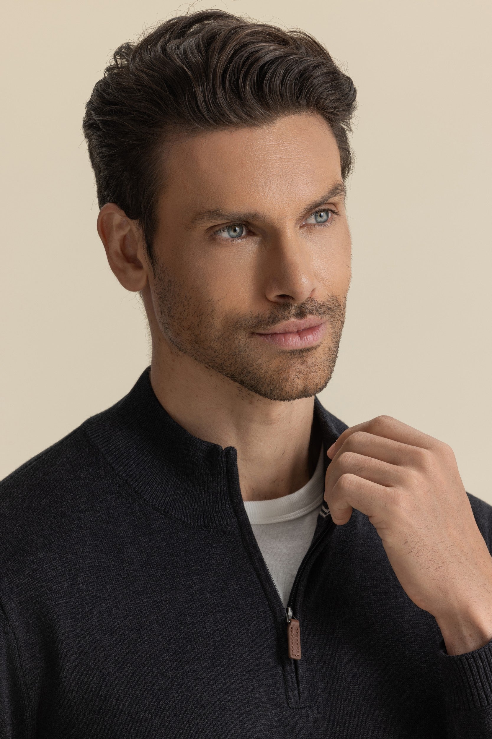 QUARTER ZIP KNIT BLACK